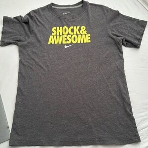Nike gray neon yellow Shock & Awesome logo short sleeve t-shirt